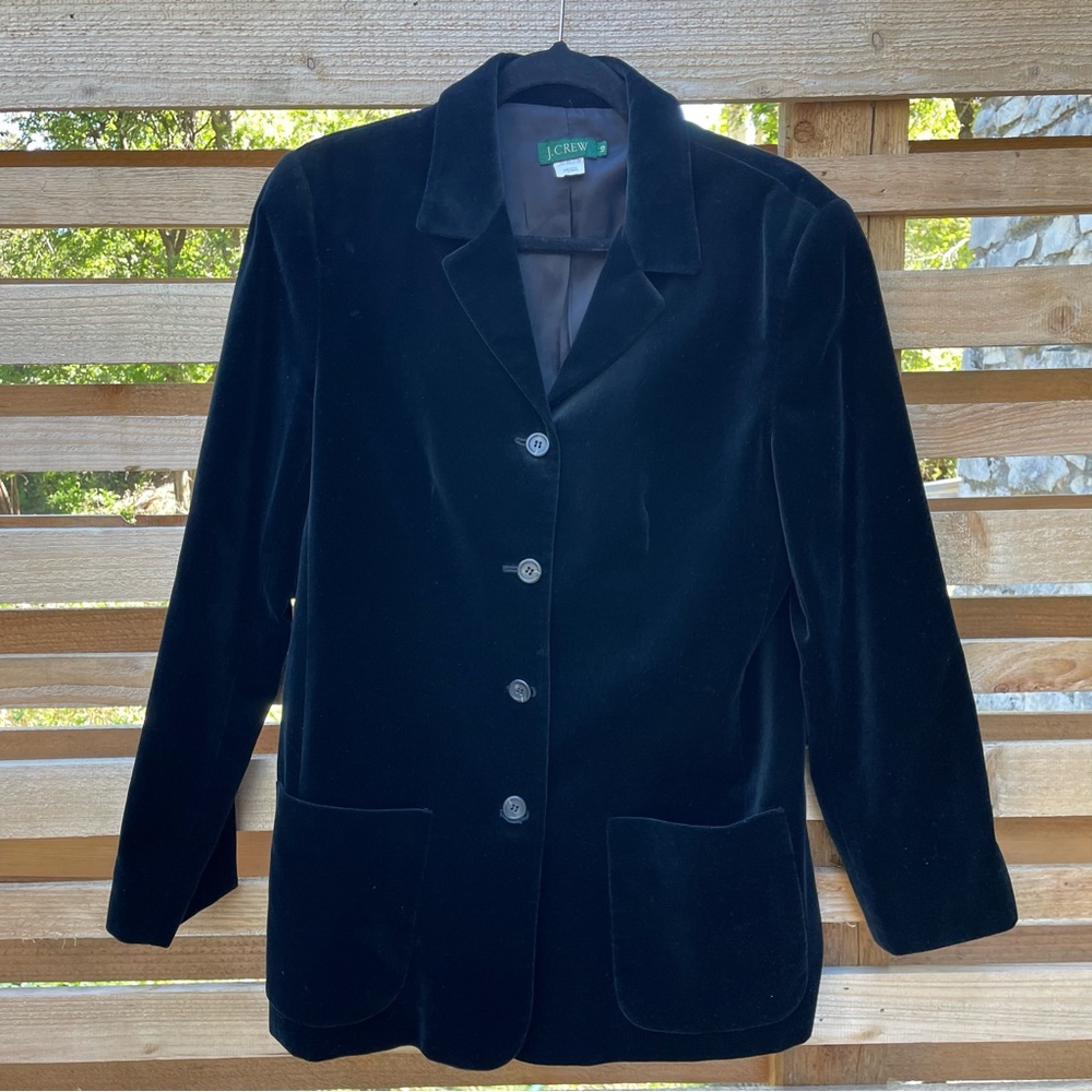 J.Crew Velvet Jacket Blazer, Black, Size 10